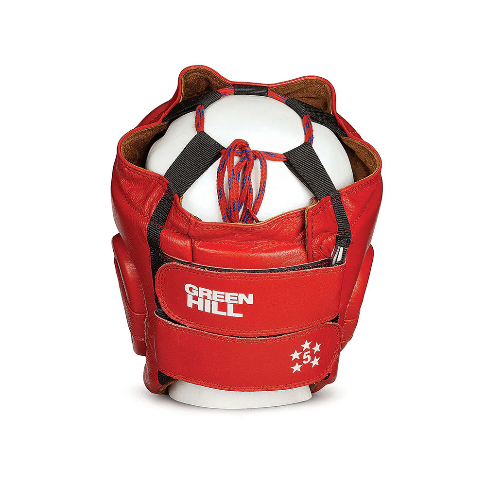 GREEN HILL HEAD PROTECTOR - FIVE STAR - LEATHER - RED
