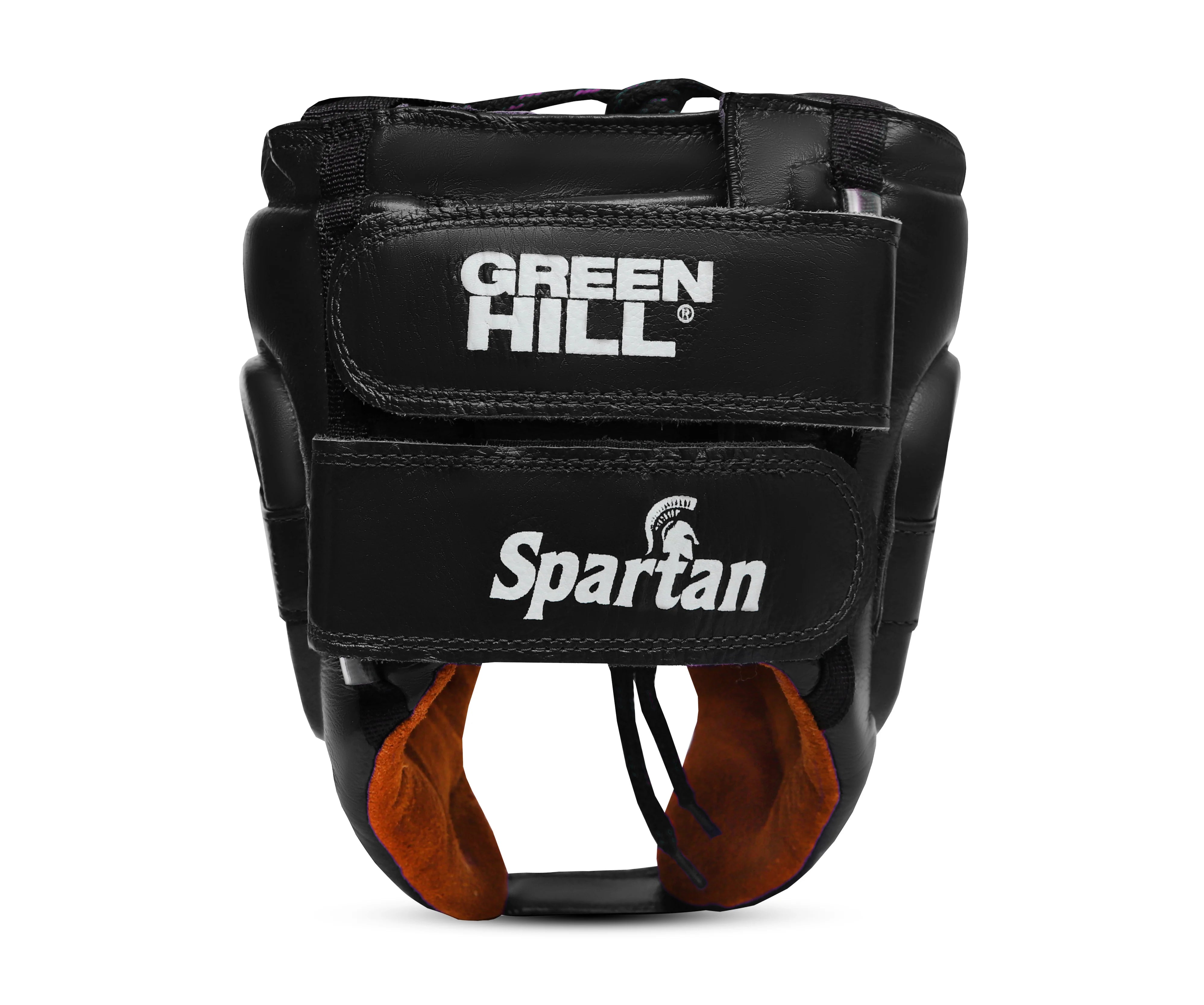 GREEN HILL HOOFDBESCHERMING - SPARTAN - LEER - ZWART