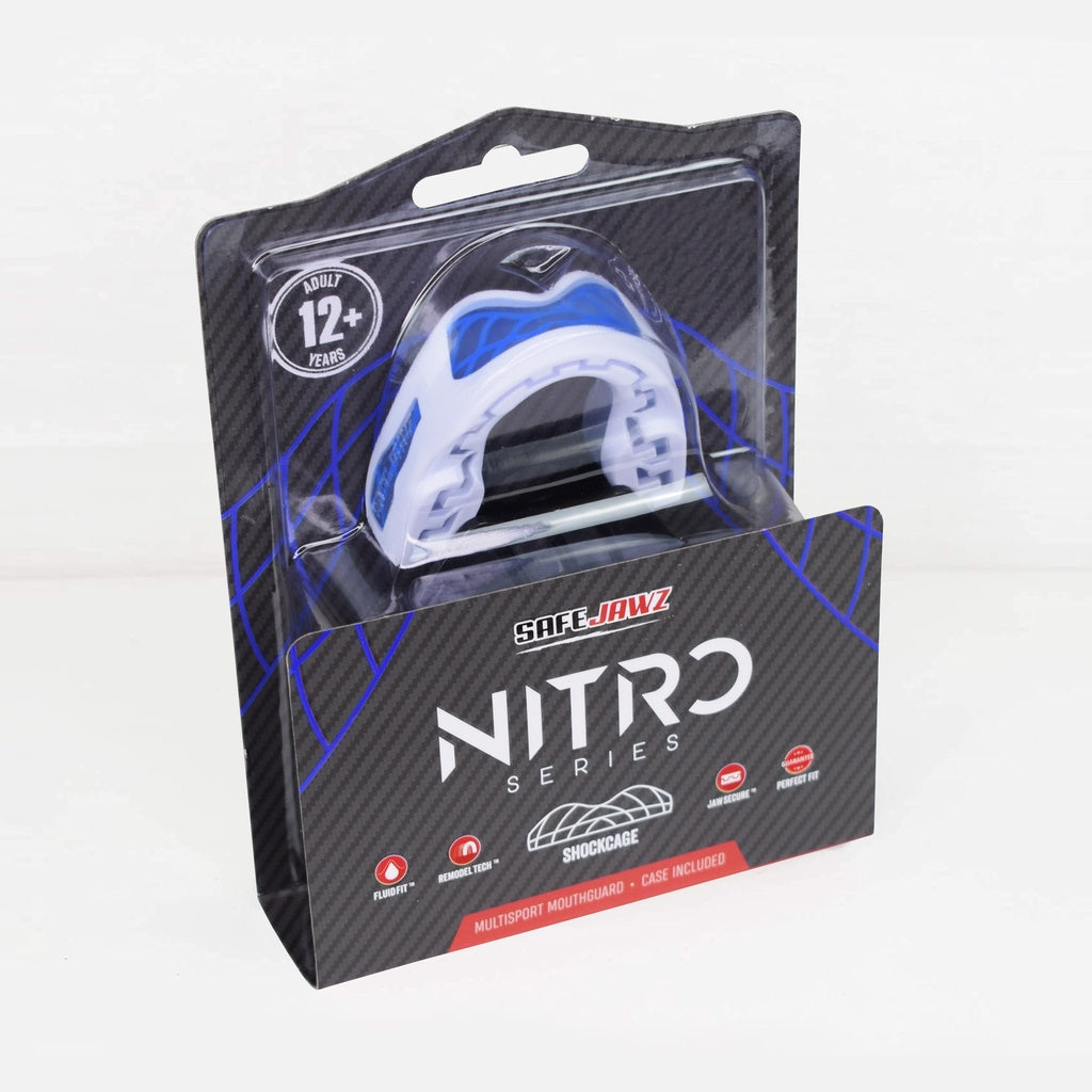 SAFEJAWZ NITRO MOUTH PROTECTOR BLUE/WHITE