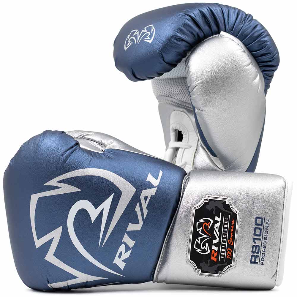 RIVAL (KICK)BOKSHANDSCHOEN RS100 BLAUW/ZILVER (VETERS)