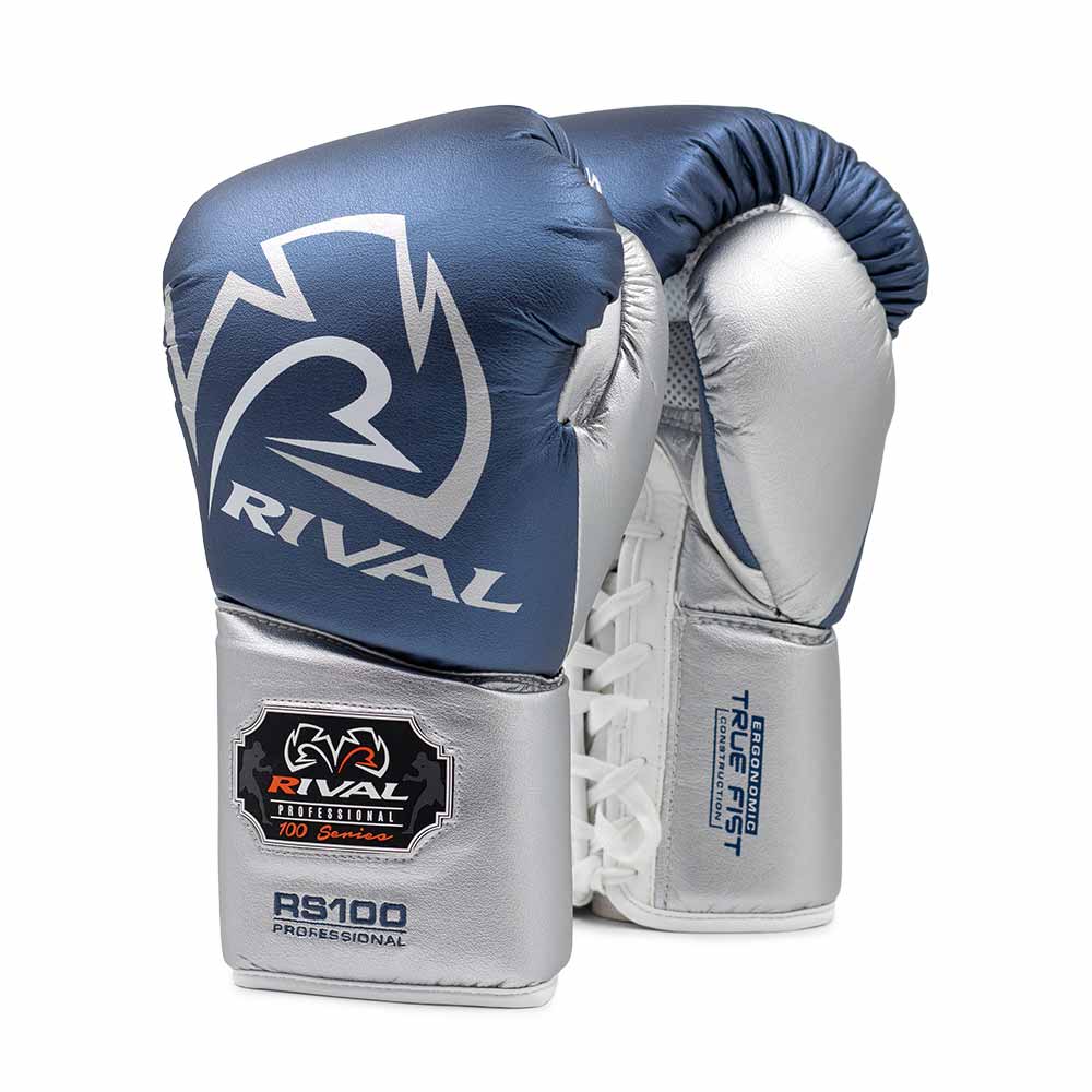 RIVAL (KICK)BOKSHANDSCHOEN RS100 BLAUW/ZILVER (VETERS)
