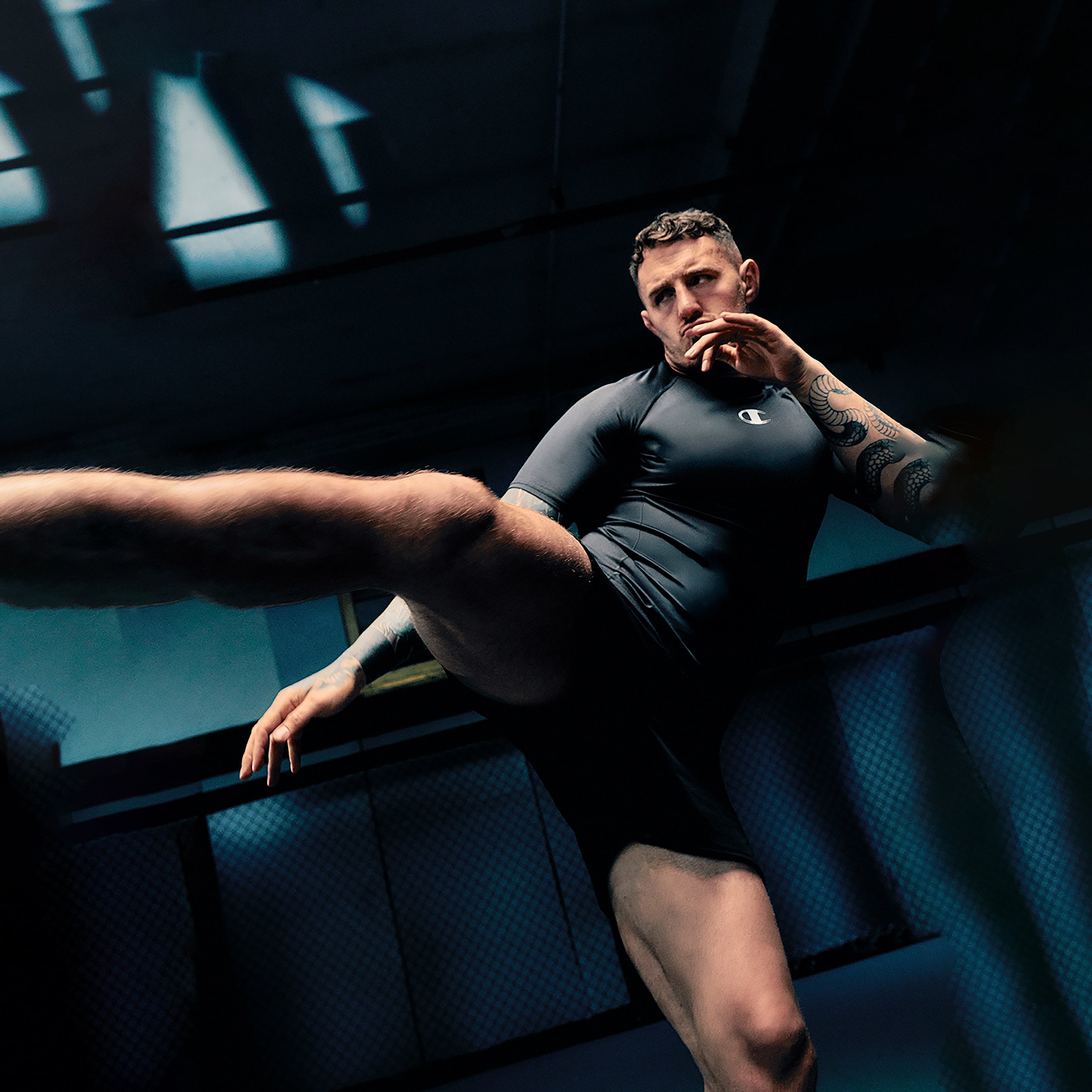 T-shirt de compression Champion noir de combat