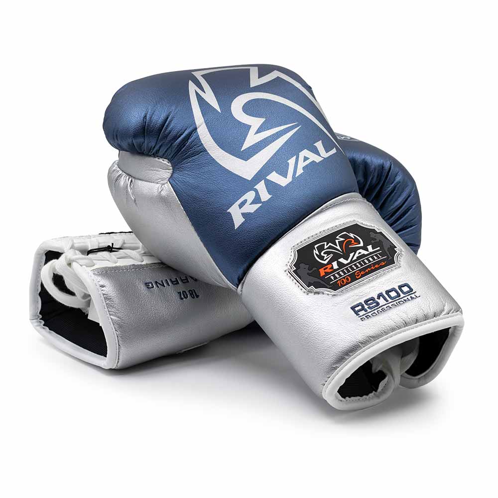 RIVAL (KICK)BOKSHANDSCHOEN RS100 BLAUW/ZILVER (VETERS)