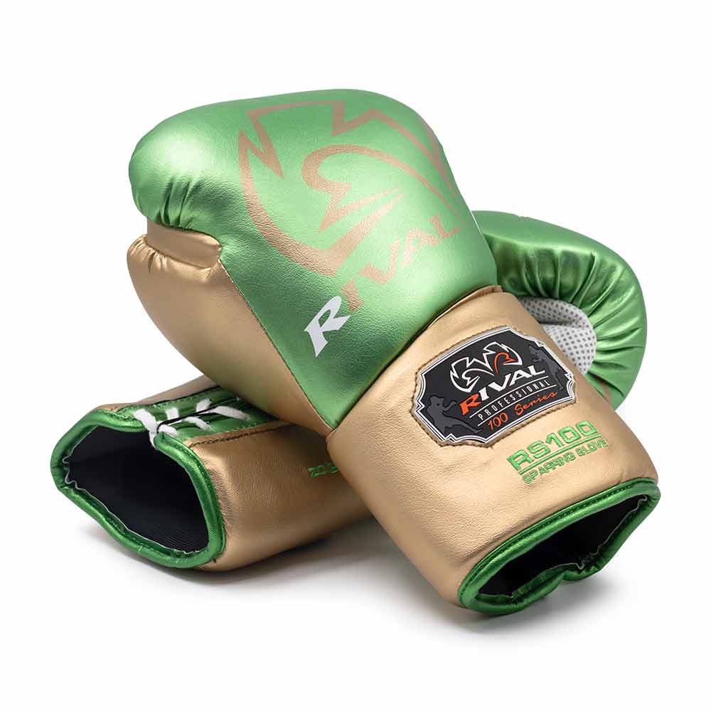 RIVAL (KICK)BOKSHANDSCHOEN RS100 GROEN/GOUD (VETERS)