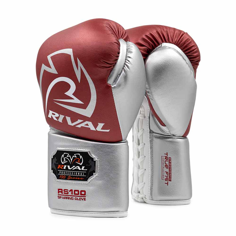 RIVAL (KICK)BOKSHANDSCHOEN RS100 ROOD/ZILVER (VETERS)