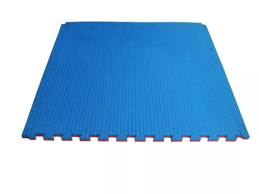 KARATE PUZZELMAT 100X100X2CM - ROOD/BLAUW