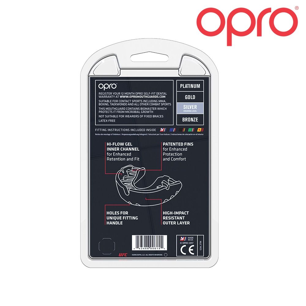 GEBITBESCHERMERS OPRO SILVER - ZWART/ROOD